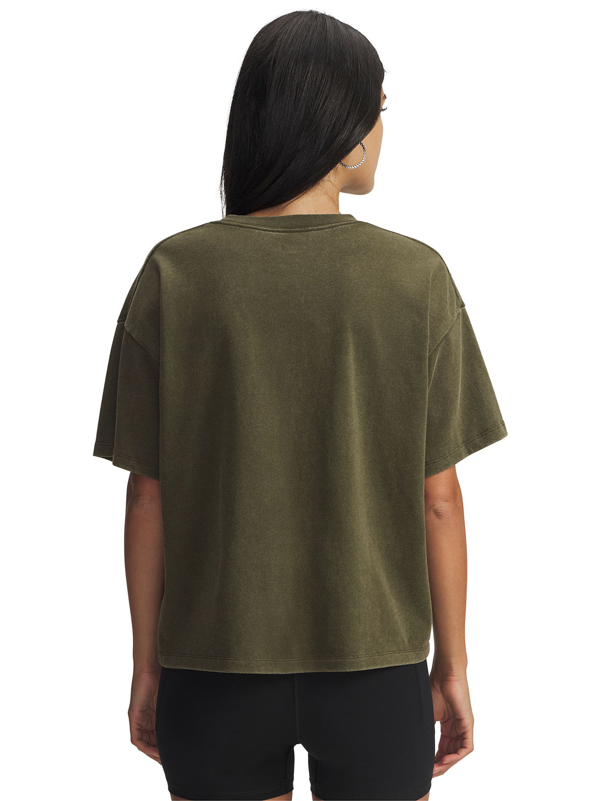 Polera manga corta Lifestyle para mujer UA Boxy Wash Heavyweight verde Under Armour