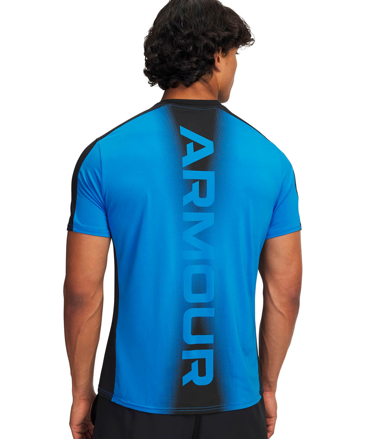 Primera capa superior manga corta para hombre HeatGear Wordmark azul Under Armour