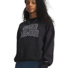 UA Rival Fleece Oversized Varsity Crew Poleron negro para mujer
