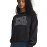UA Rival Fleece Oversized Varsity Crew Poleron negro para mujer