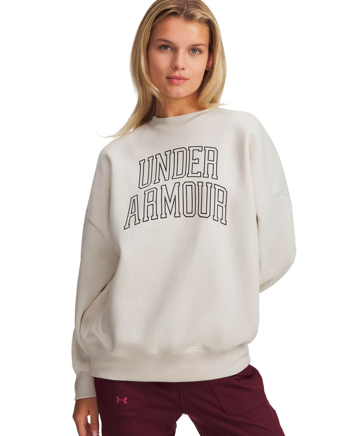 Polerón Lifestyle para mujer Rival Fleece Oversized Varsity Blanco Under Armour