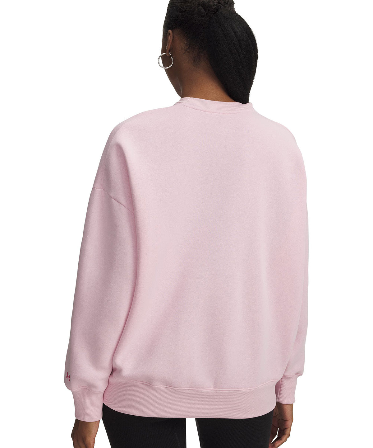UA Rival Fleece Oversized Varsity Crew Poleron rosado para mujer