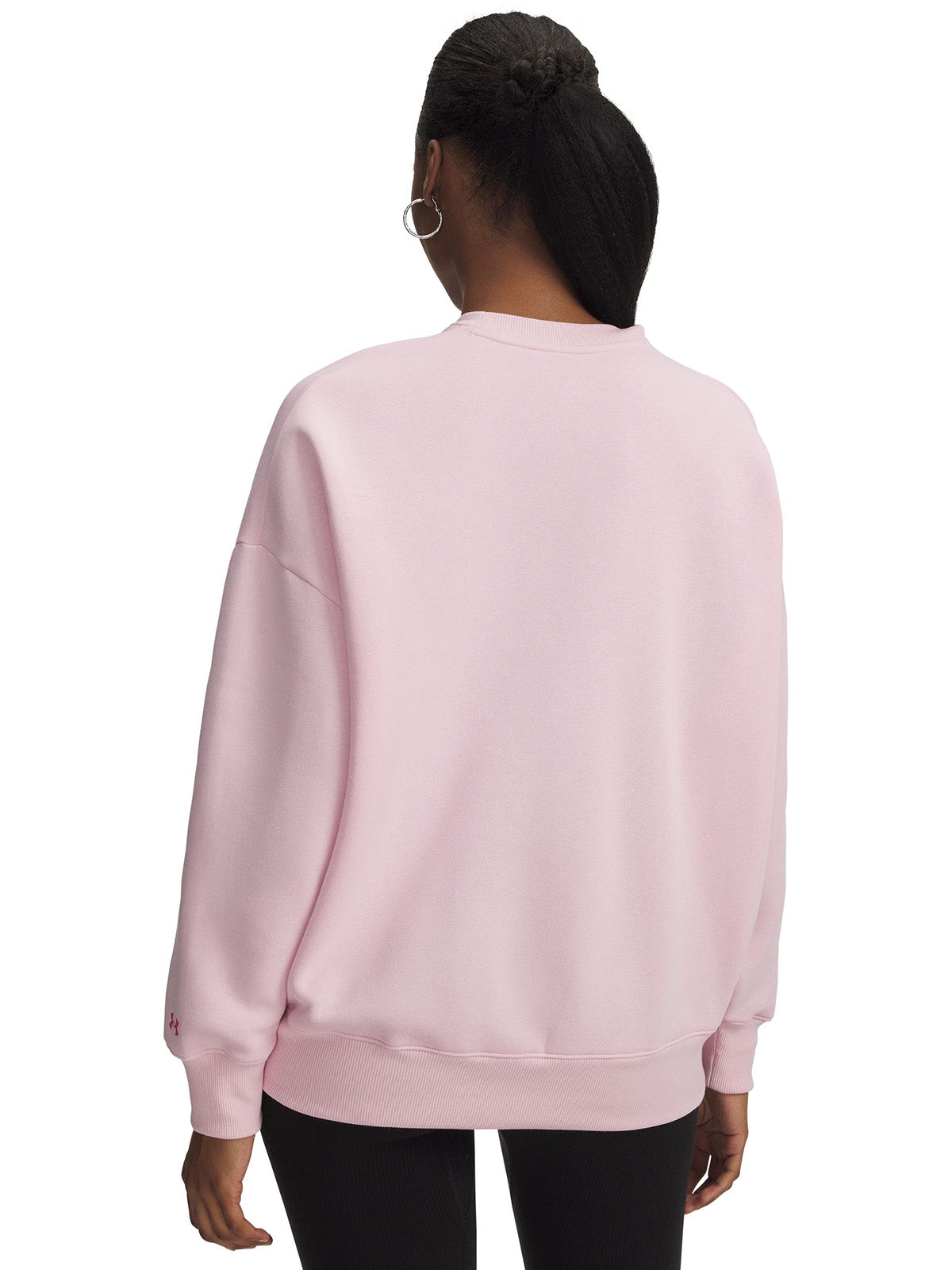 UA Rival Fleece Oversized Varsity Crew Poleron rosado para mujer