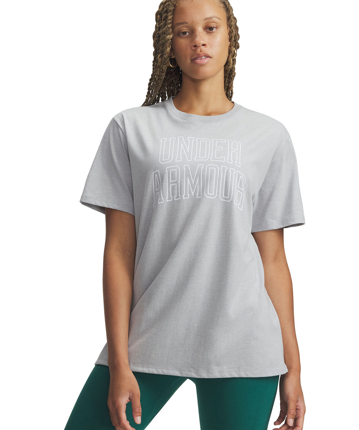 UA Rival Oversized Campus Polera Manga Corta gris para mujer