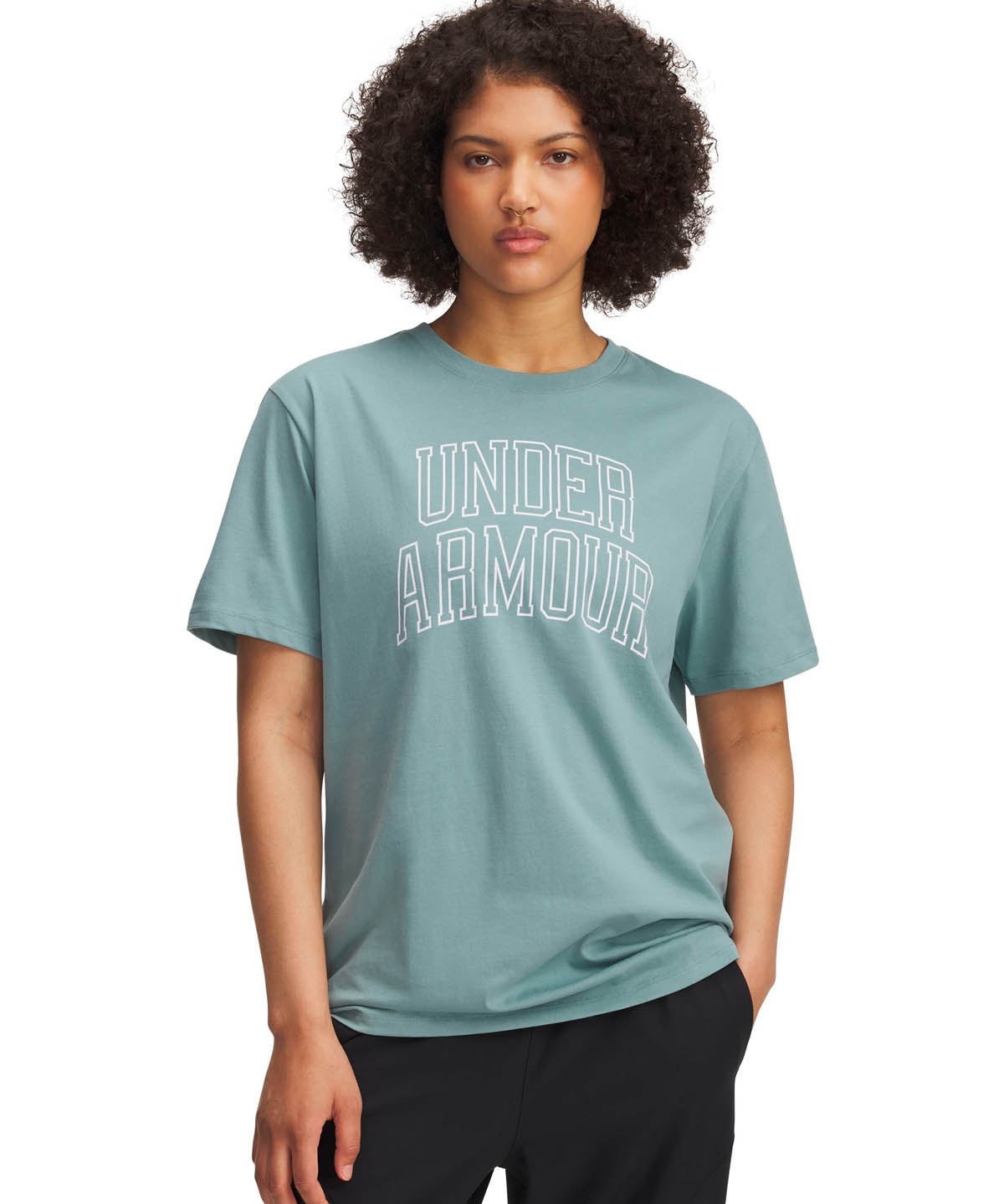 Polera manga corta Lifestyle para mujer Rival Oversized Campus verde Under Armour