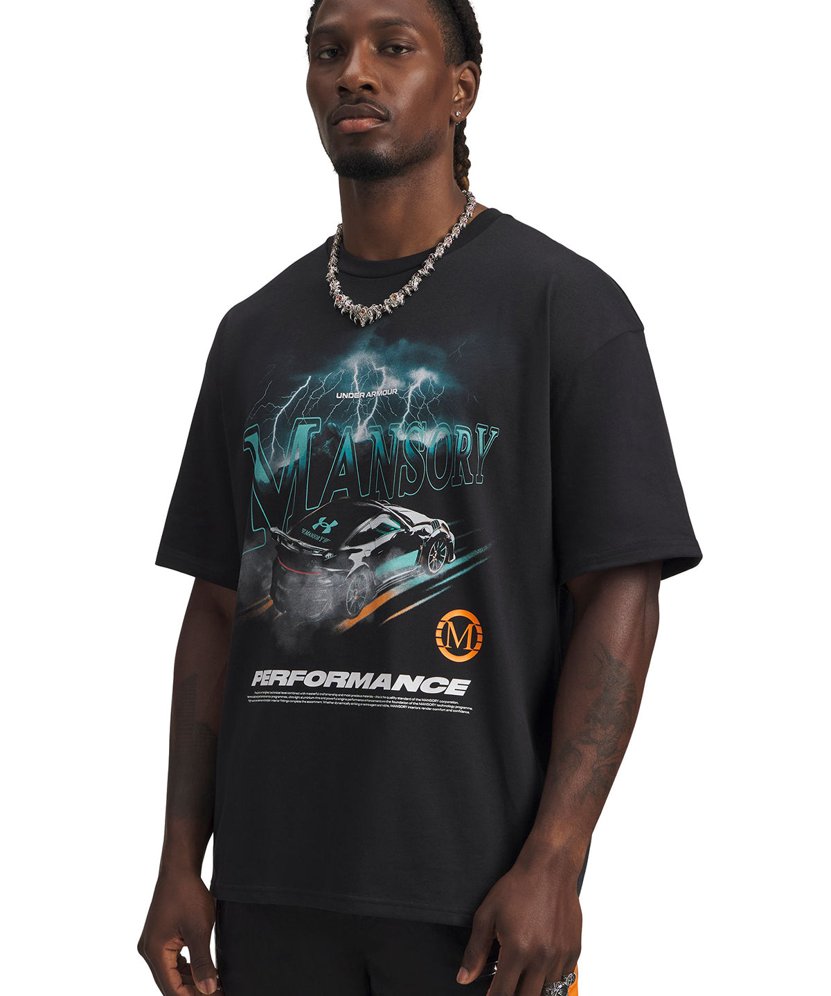 Polera manga corta Lifestyle para Hombre Mansory Heavyweight Cotton Racing Negro Under Armour