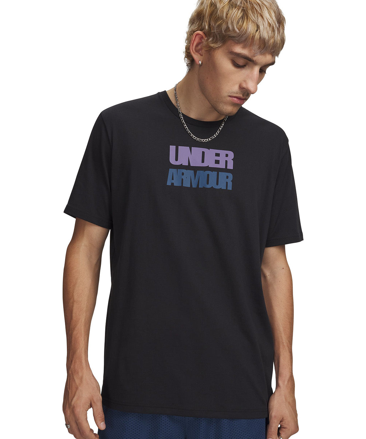 UA M Block Logo SS Polera Manga Corta negro para hombre