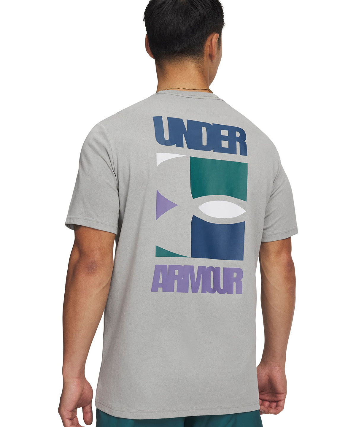 UA M Block Logo SS Polera Manga Corta gris para hombre