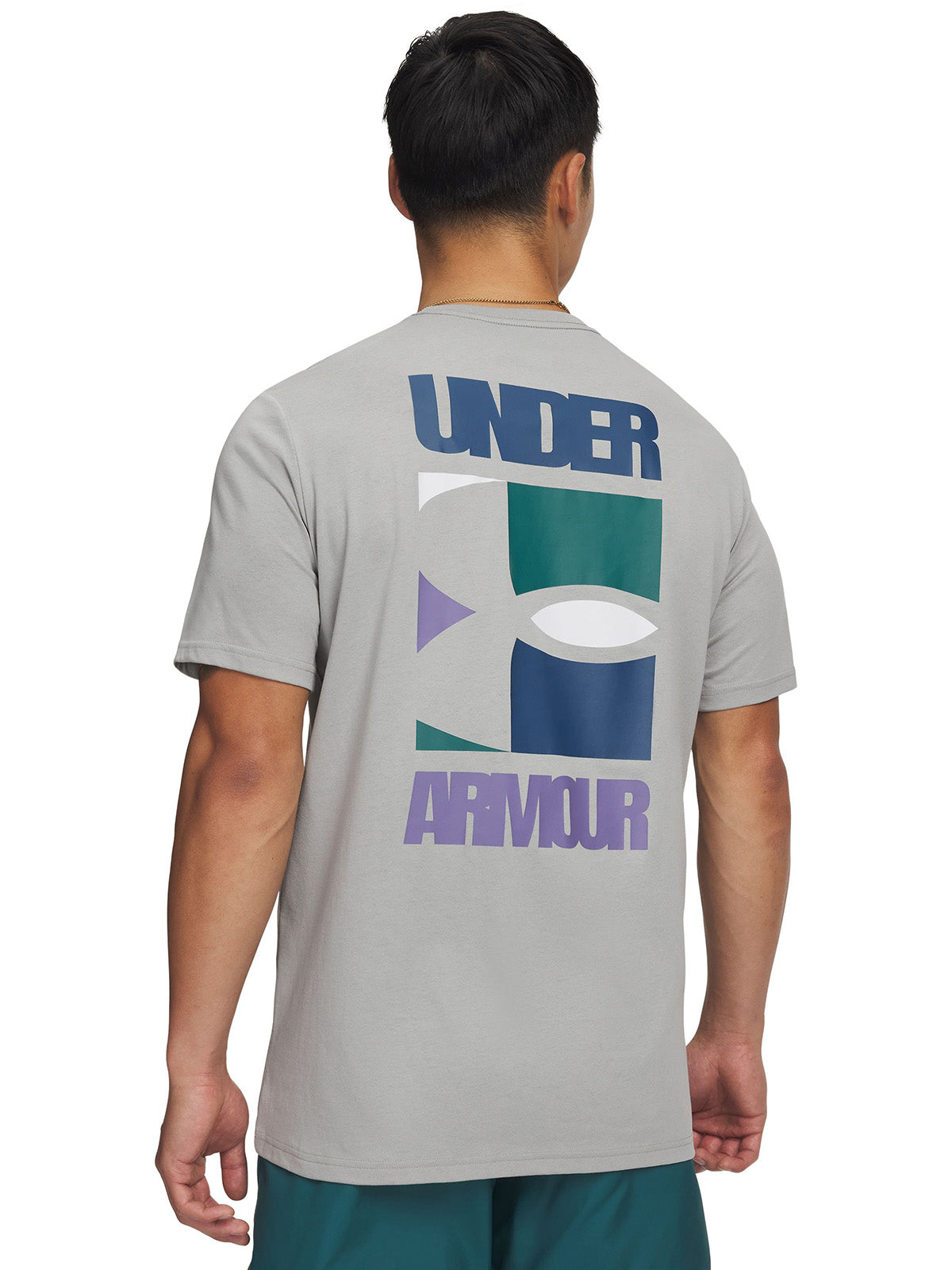 UA M Block Logo SS Polera Manga Corta gris para hombre