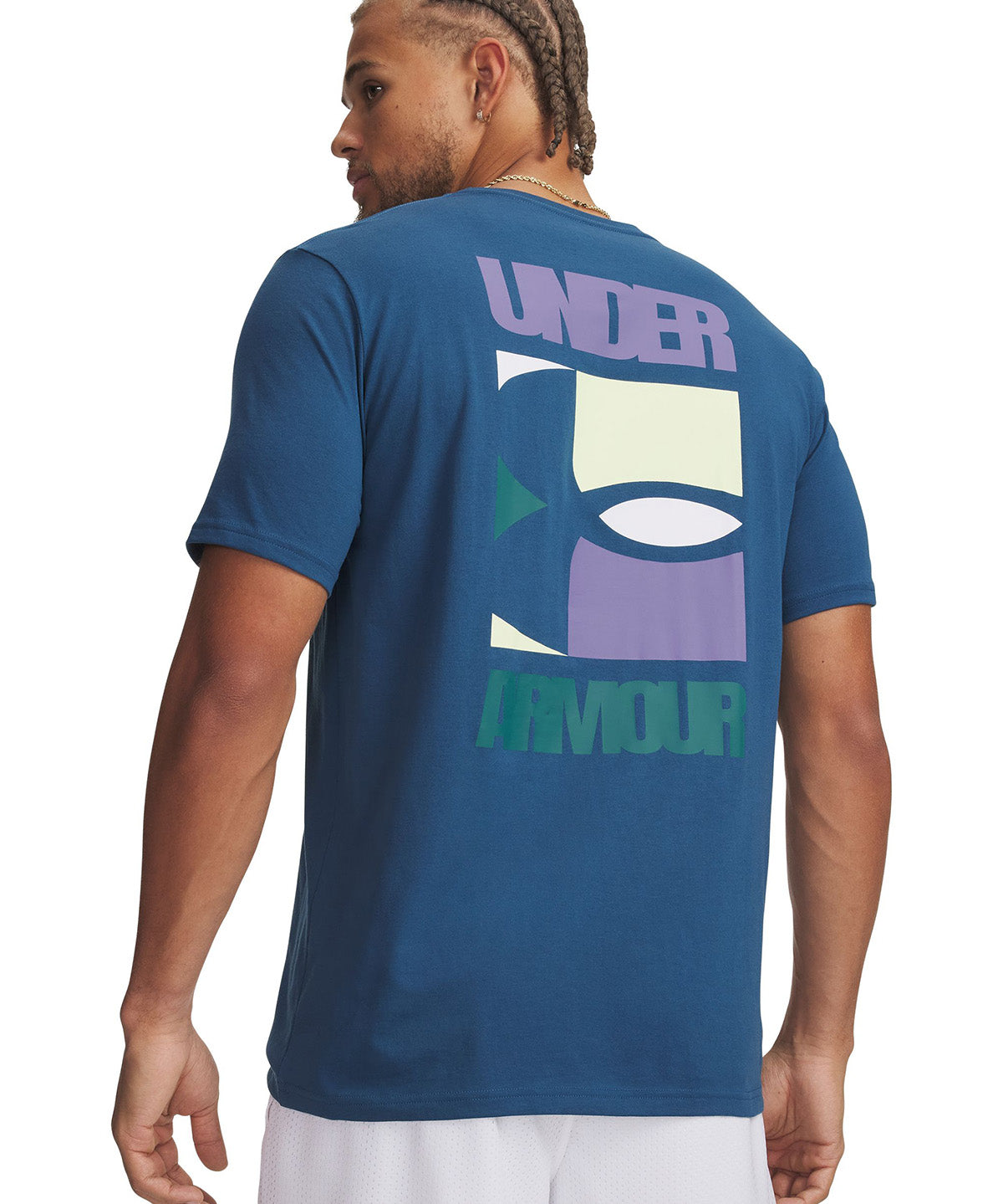 UA M Block Logo SS Polera Manga Corta azul para hombre