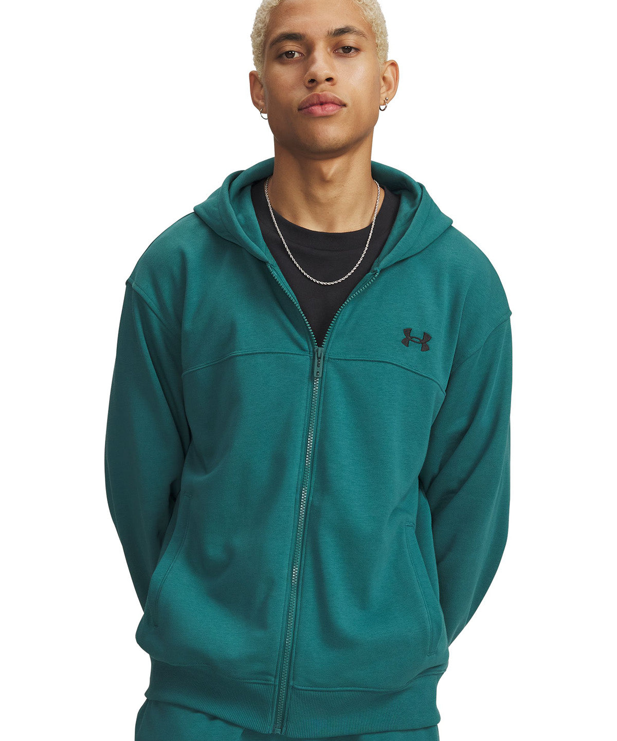 UA Rival Lightweight Full Zip Poleron verde para hombre