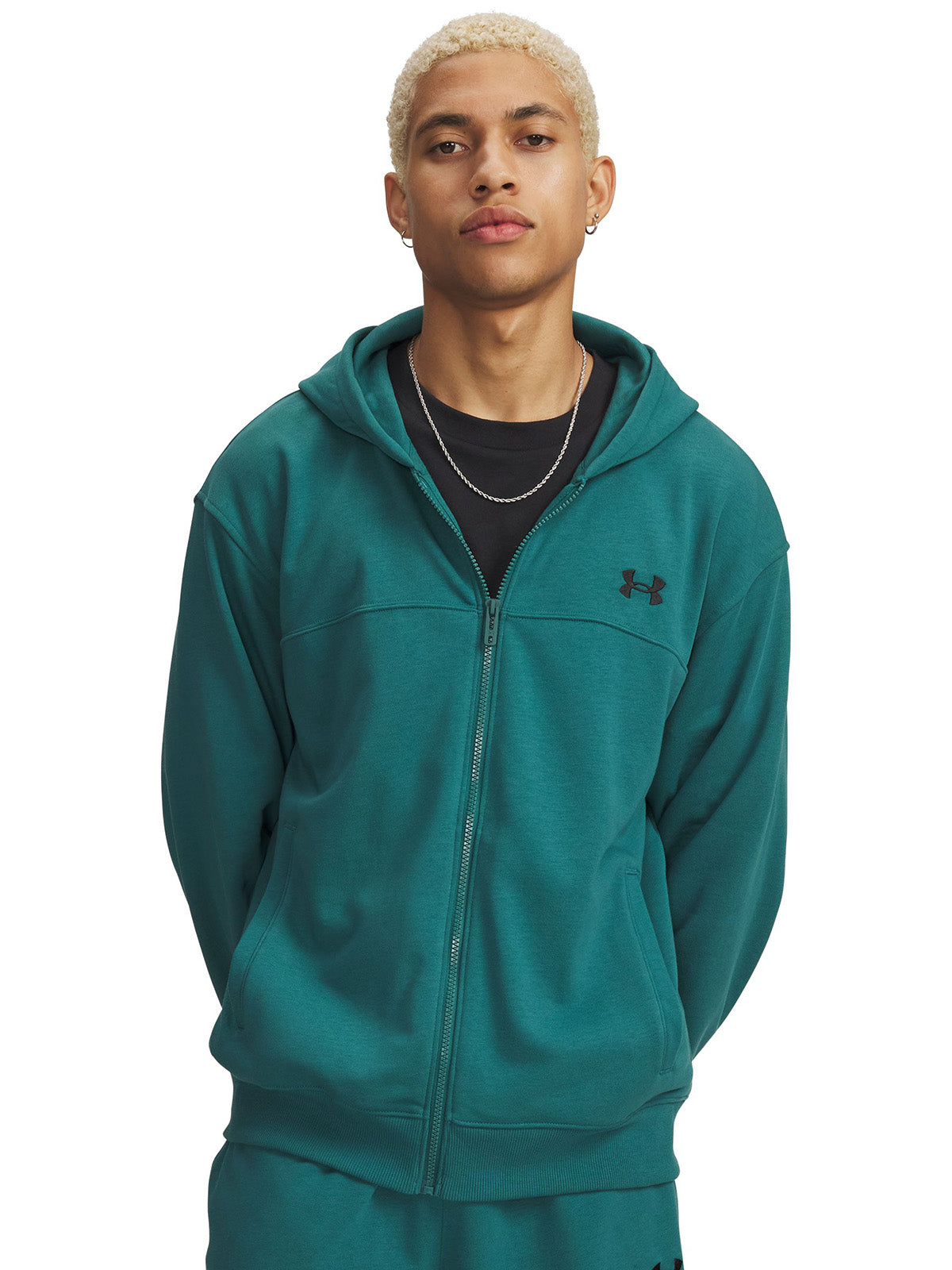 UA Rival Lightweight Full Zip Poleron verde para hombre
