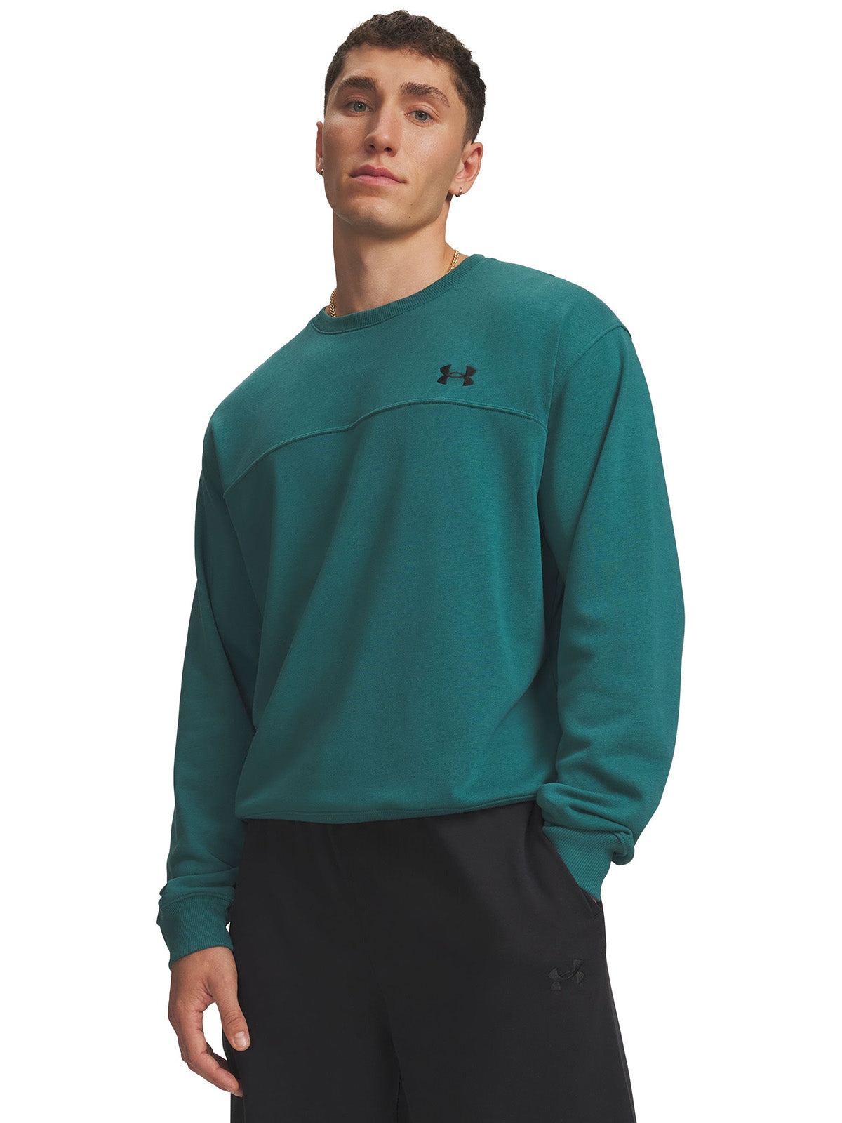 UA Rival Lightweight Crew Poleron verde para hombre