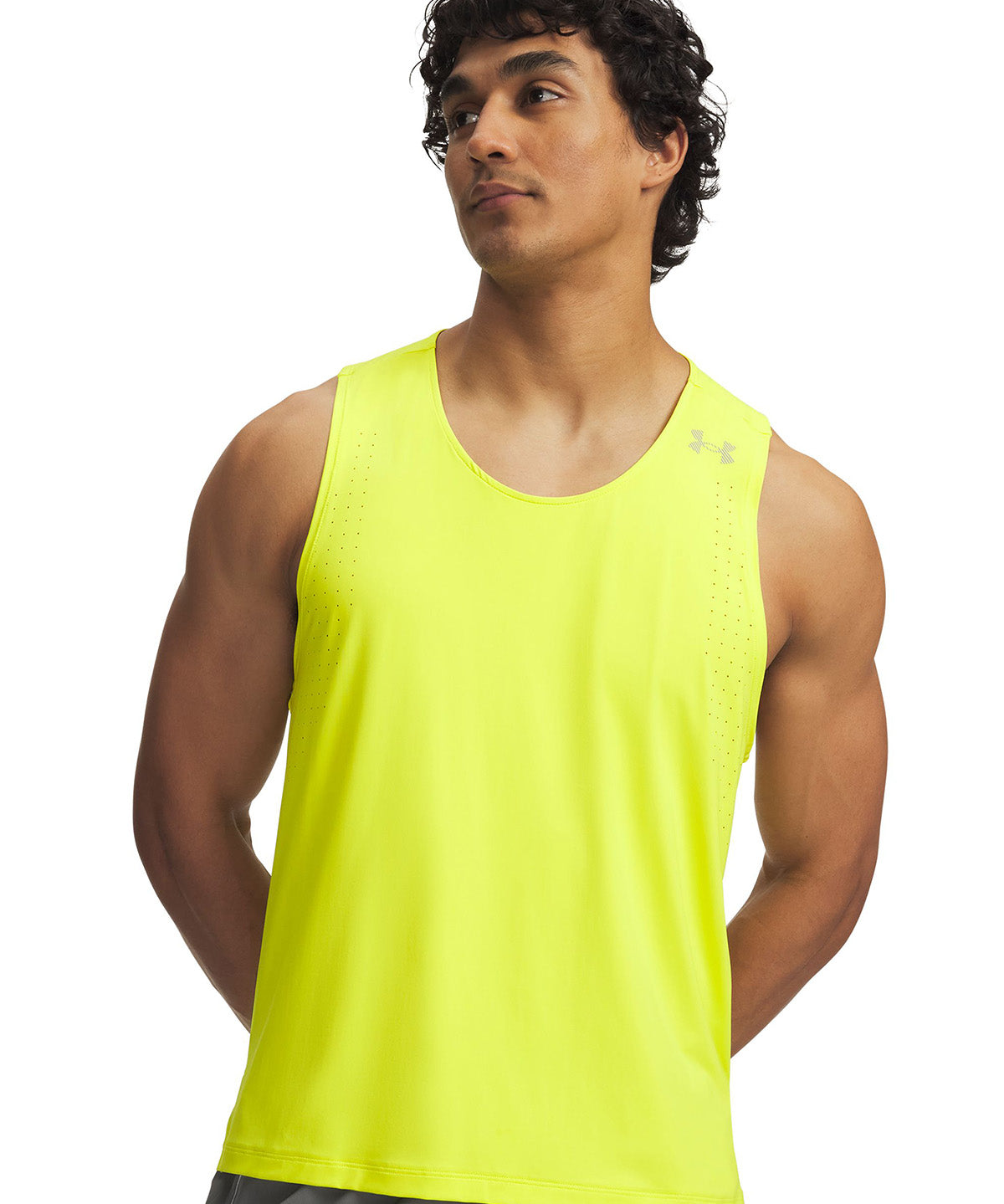 Polera sin manga UA Velociti Pro Singlet amarilla para hombre