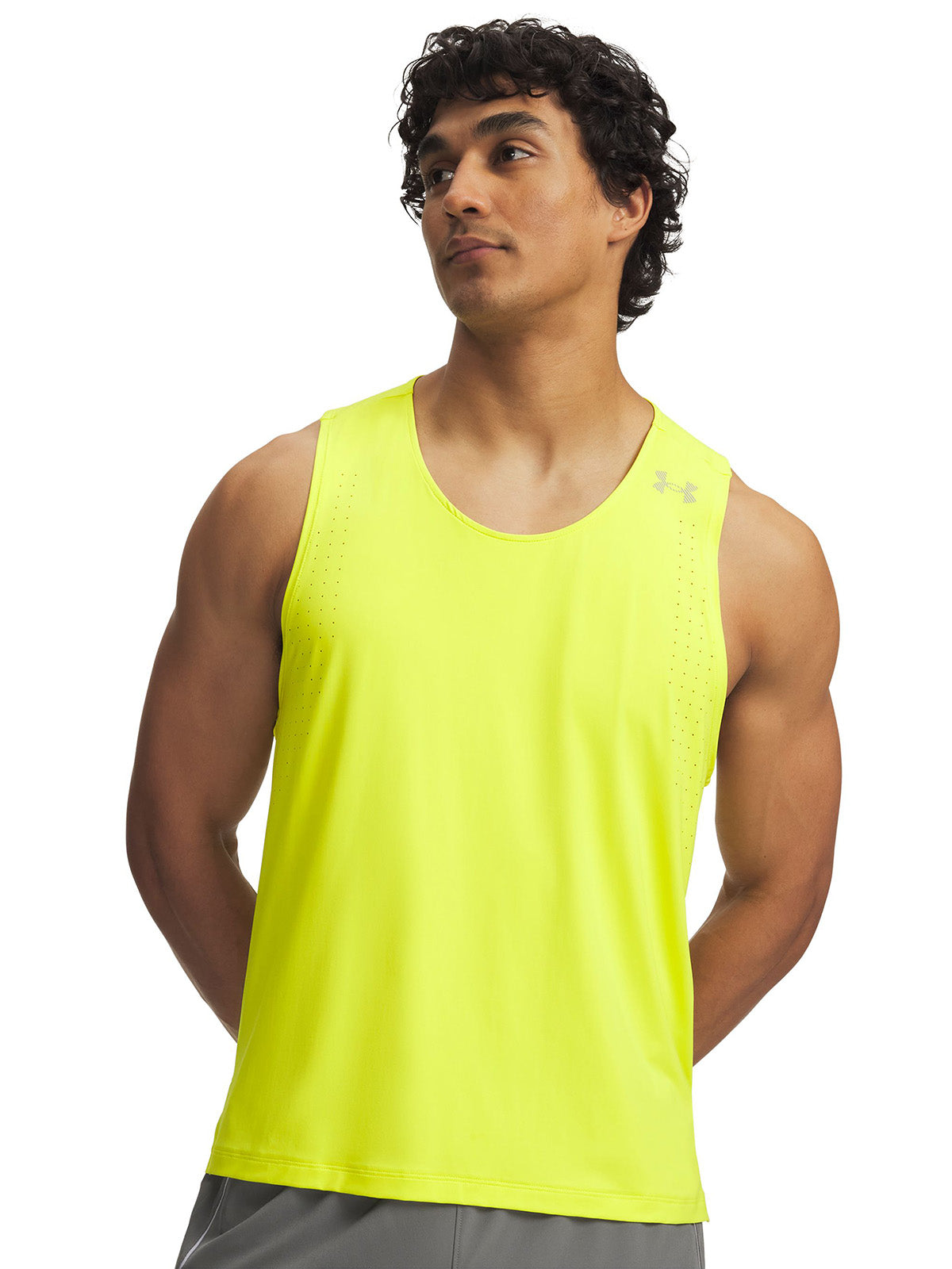 Polera sin manga UA Velociti Pro Singlet amarilla para hombre