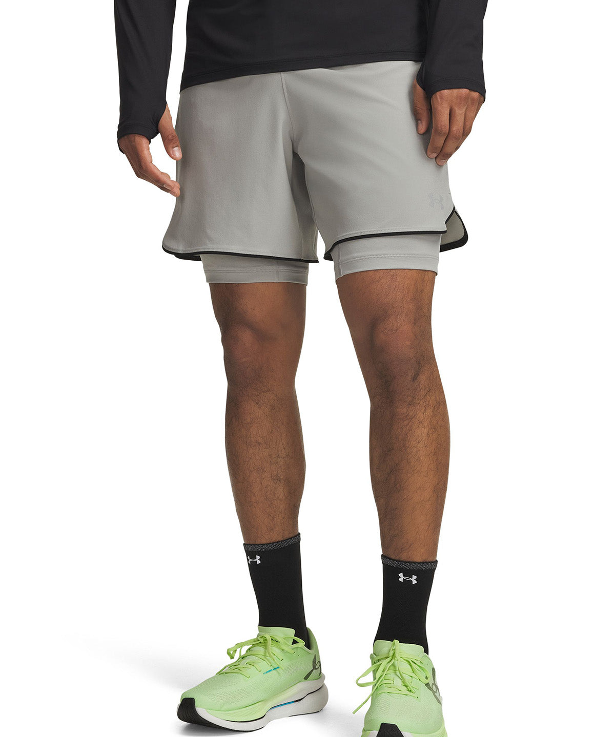 UA Velociti Pro 2 en 1 Short gris para hombre