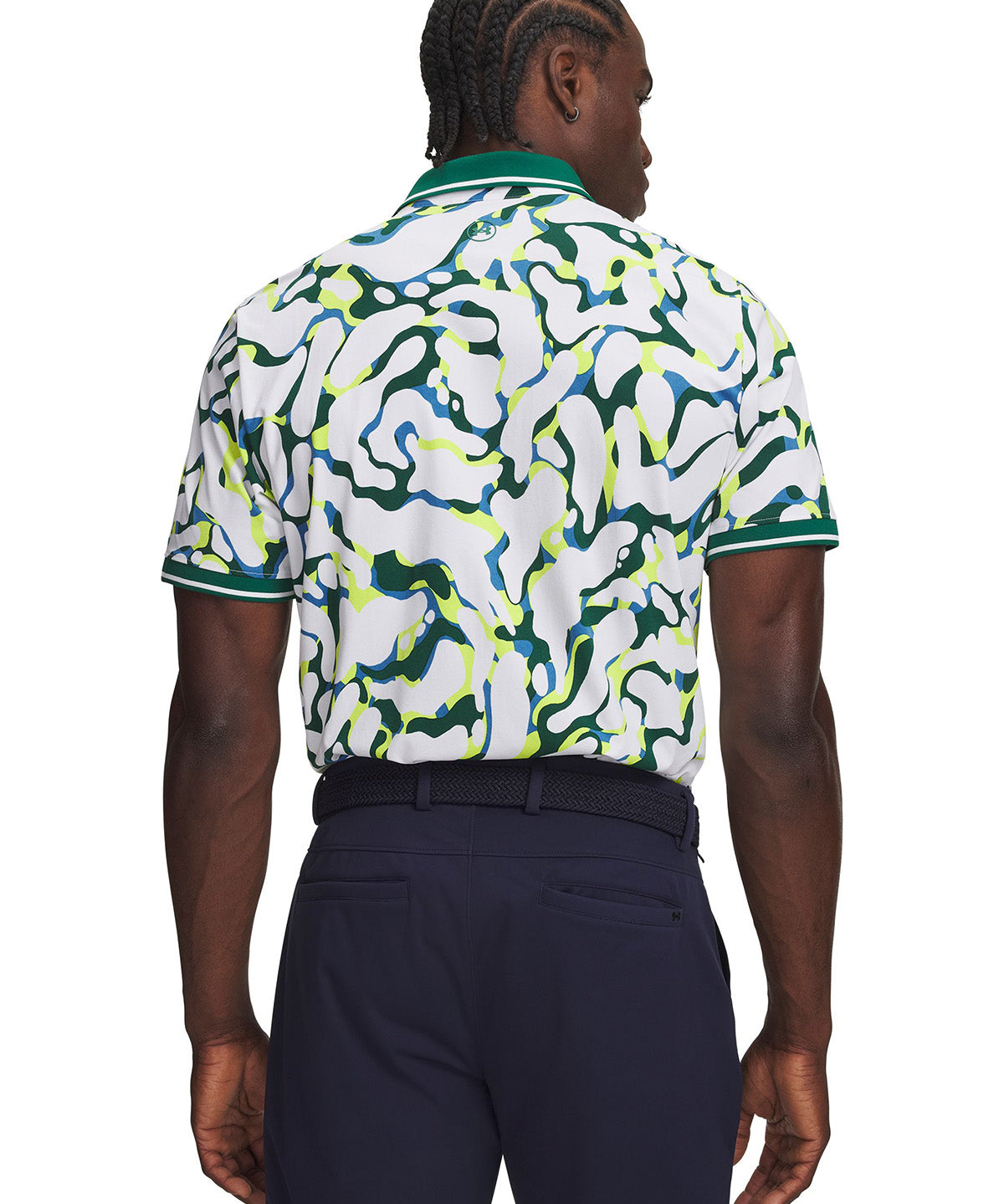 Polera manga corta UA ArmourDry Print Rib blanca para hombre