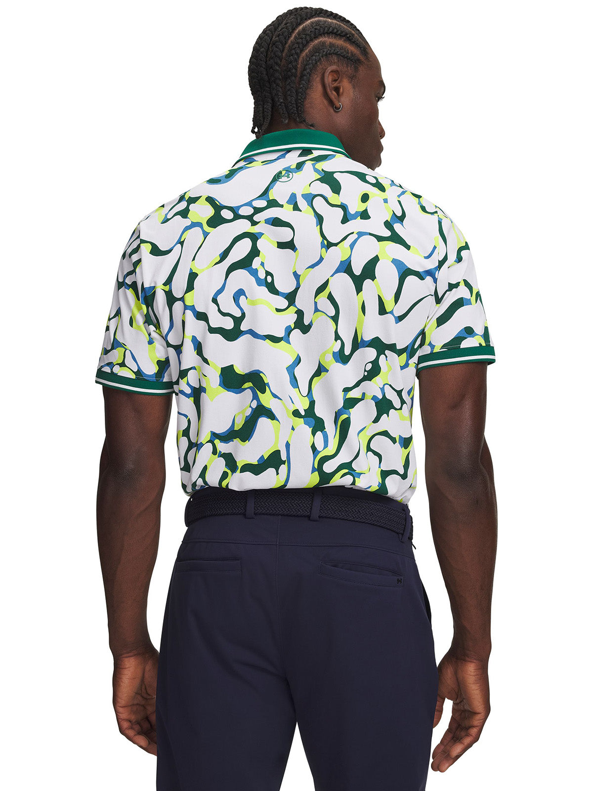 Polera manga corta UA ArmourDry Print Rib blanca para hombre