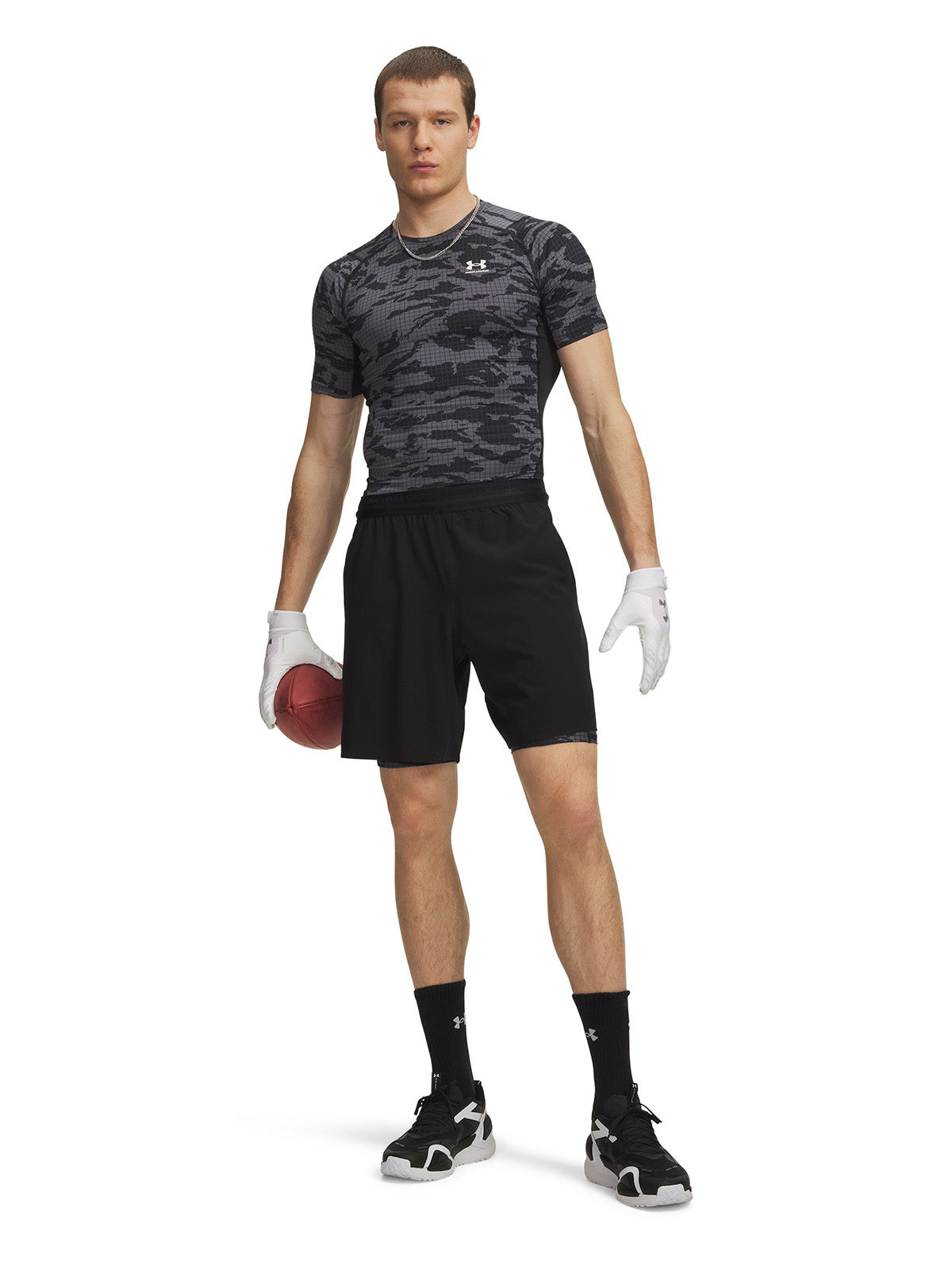 UA HeatGear Printed Primera Capa Inferior negro para hombre