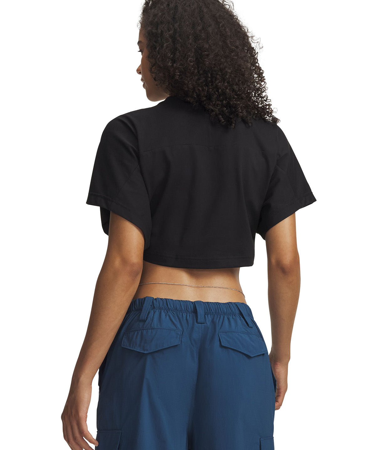 UA Cropped Script SS Polera Manga Corta negro para mujer