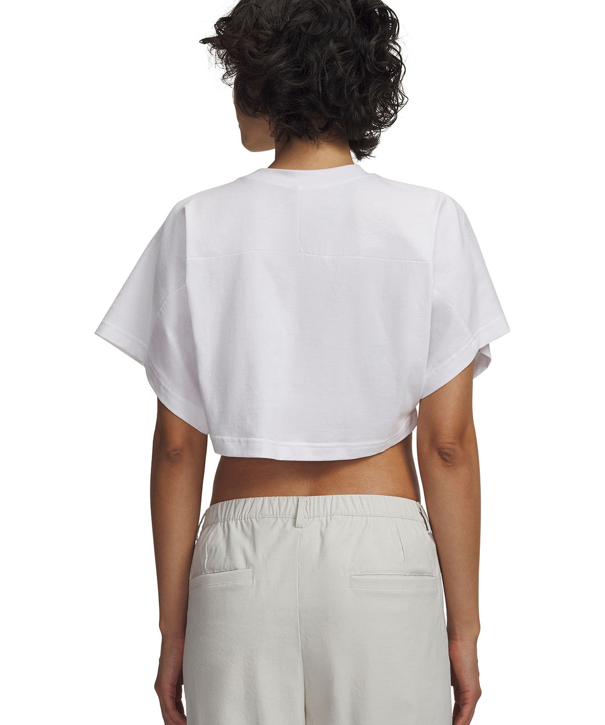 UA Cropped Script SS Polera Manga Corta blanco para mujer