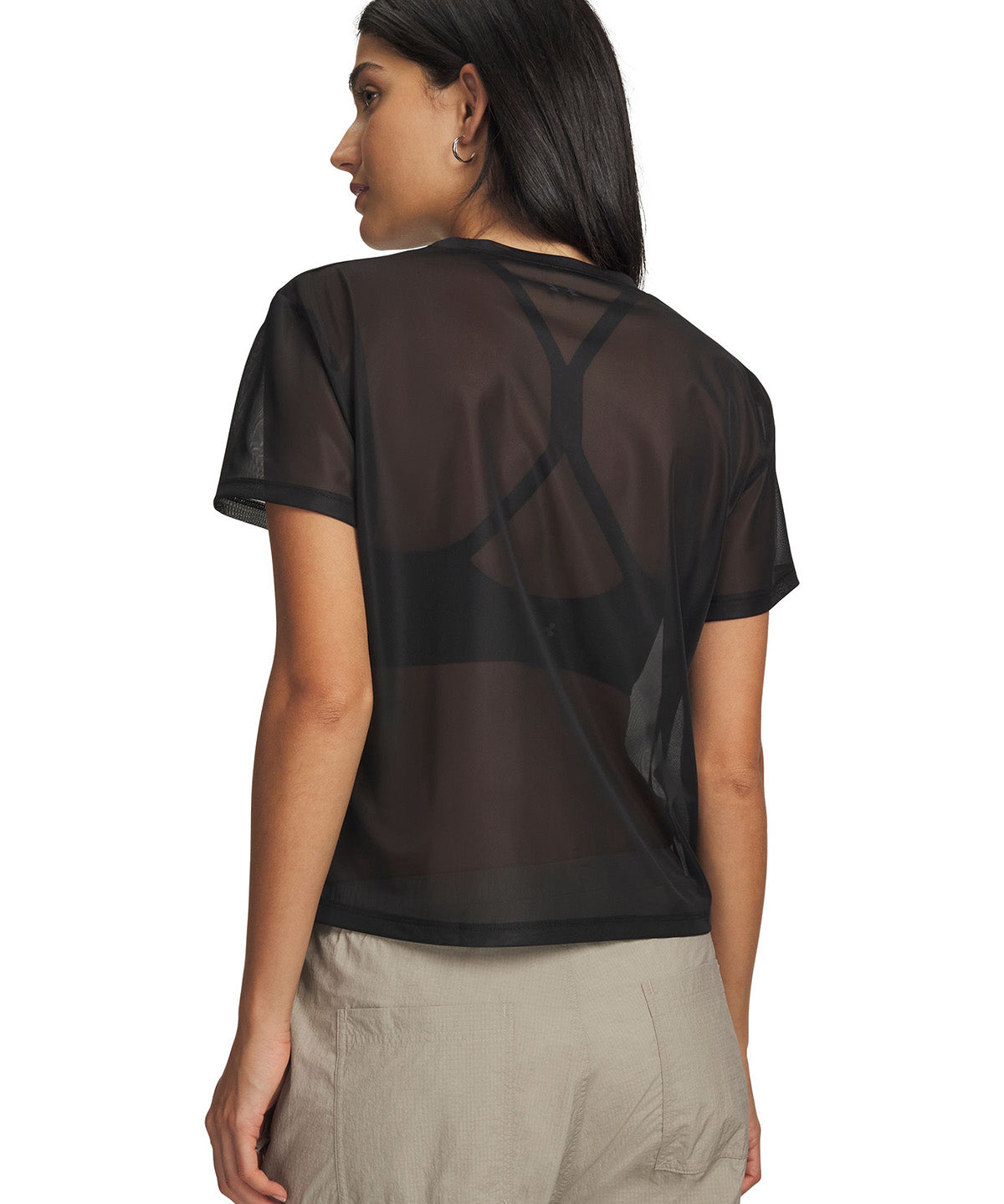 UA Mesh Polera Manga Corta negro para mujer