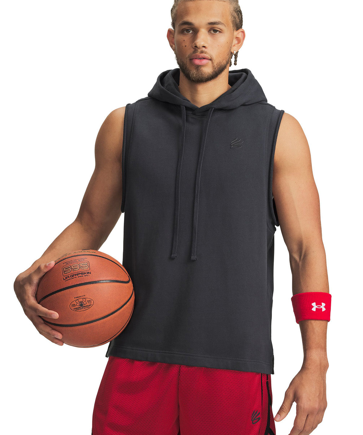 UA Curry Sleeveless Hoodie Poleron Sin Mangas gris para hombre