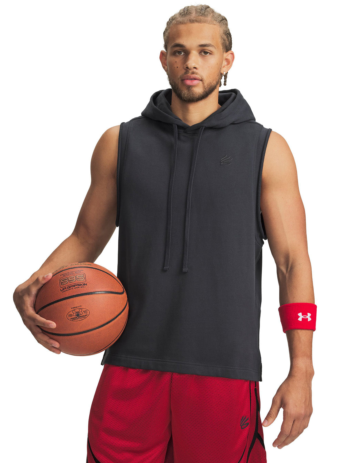 UA Curry Sleeveless Hoodie Poleron Sin Mangas gris para hombre
