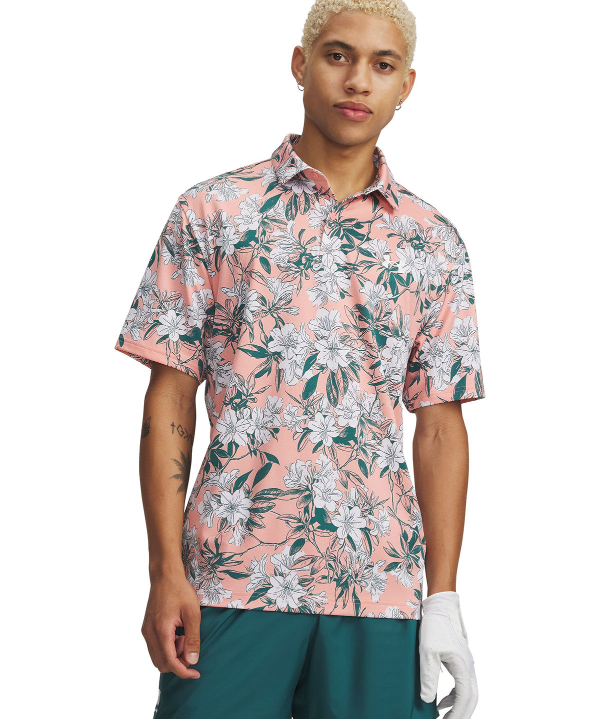 UA Matchplay Printed Polo Polera Manga Corta rosado para hombre