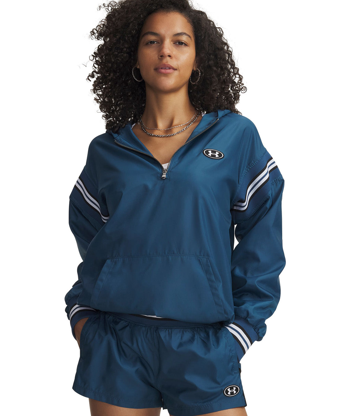 UA Icon Woven Heritage ¼ Zip Poleron azul para mujer