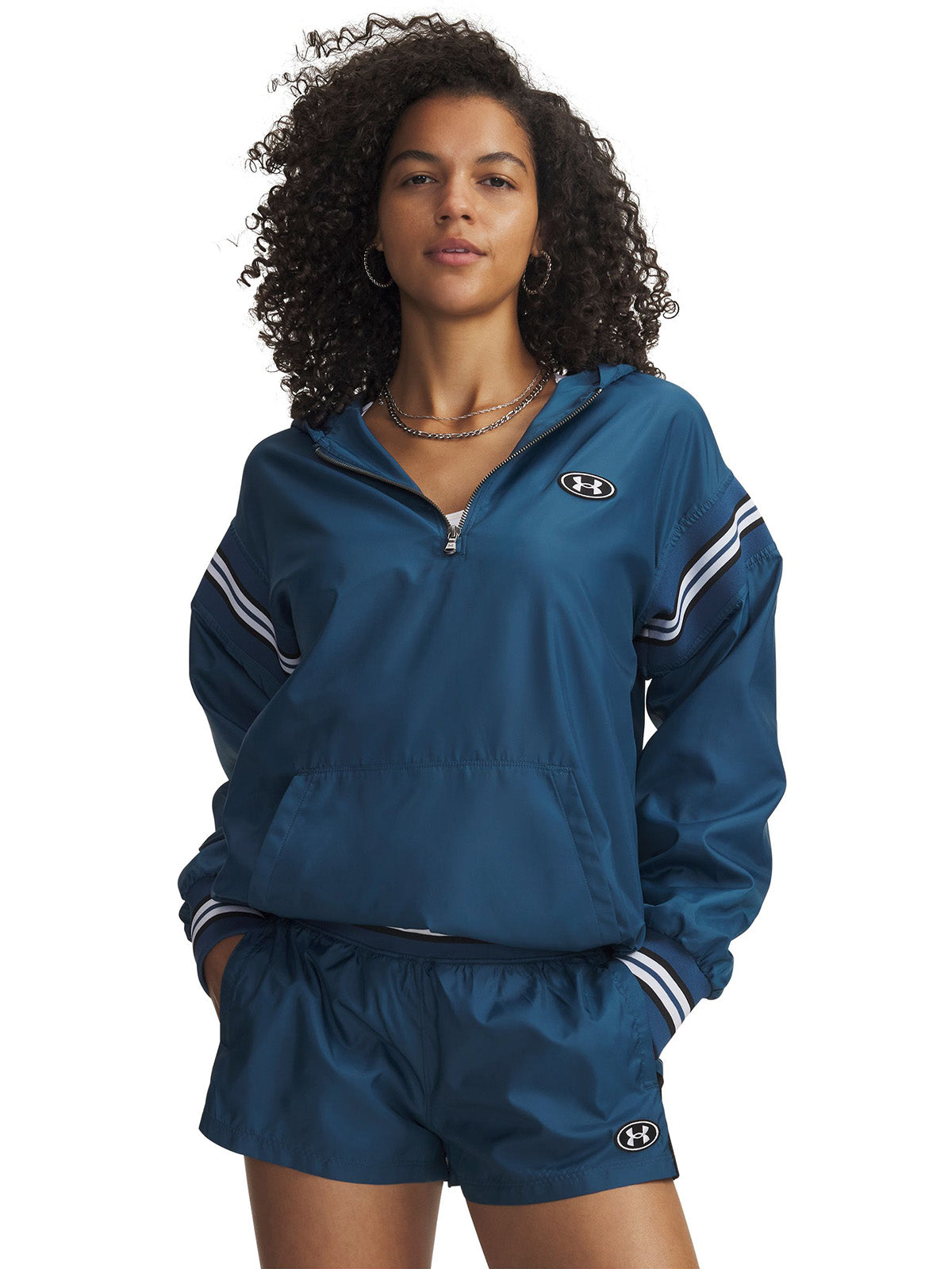 UA Icon Woven Heritage ¼ Zip Poleron azul para mujer