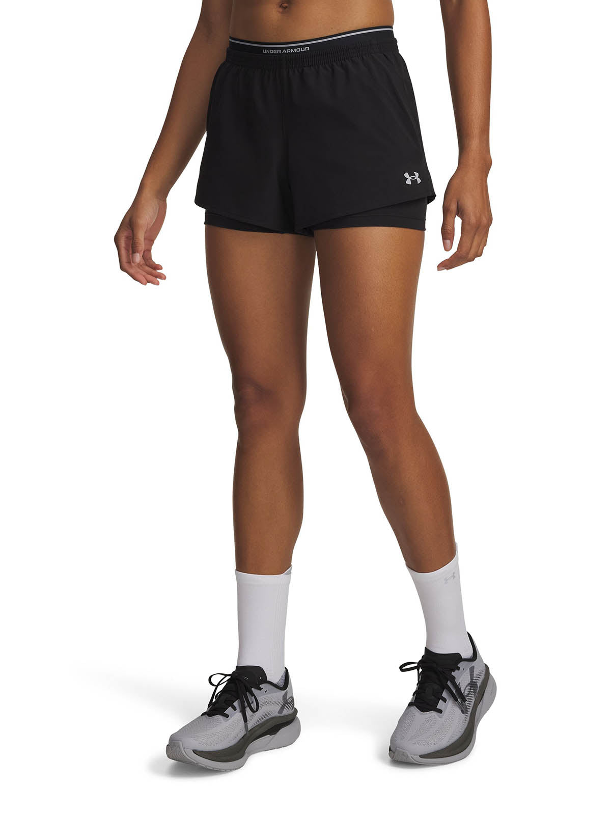 UA Vanish Woven 2 en 1 Shorts negro para mujer