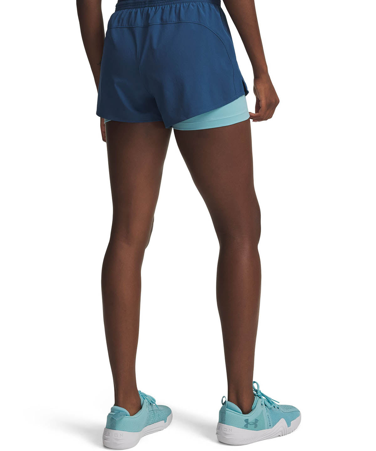 UA Vanish Woven 2 en 1 Shorts azul para mujer