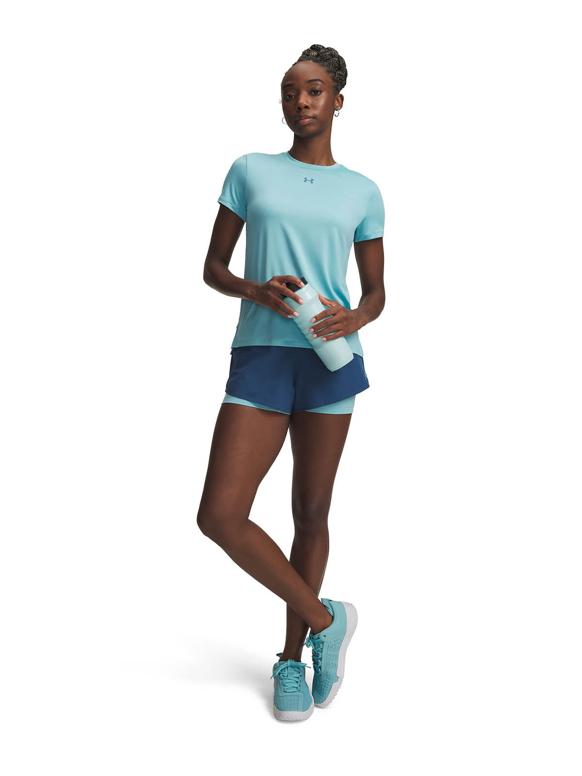 UA Vanish Woven 2 en 1 Shorts azul para mujer