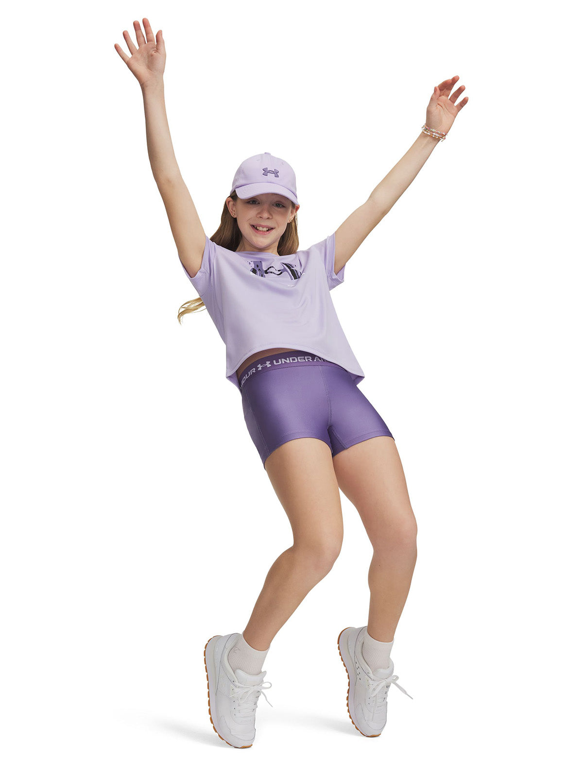 UA HeatGear Shorty Calza morado para niña