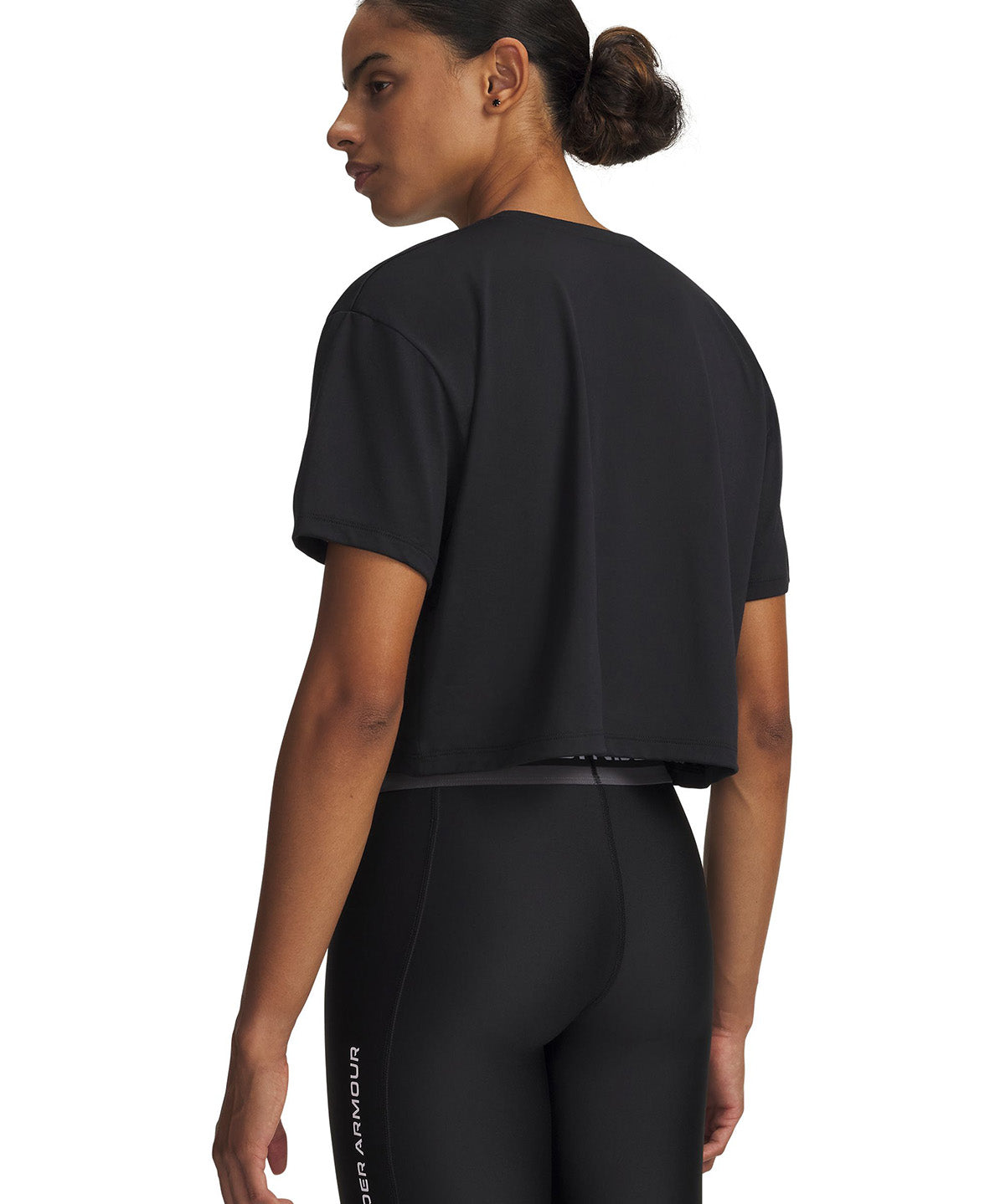 UA Tech Branded Crop SS Polera Manga Corta negro para mujer