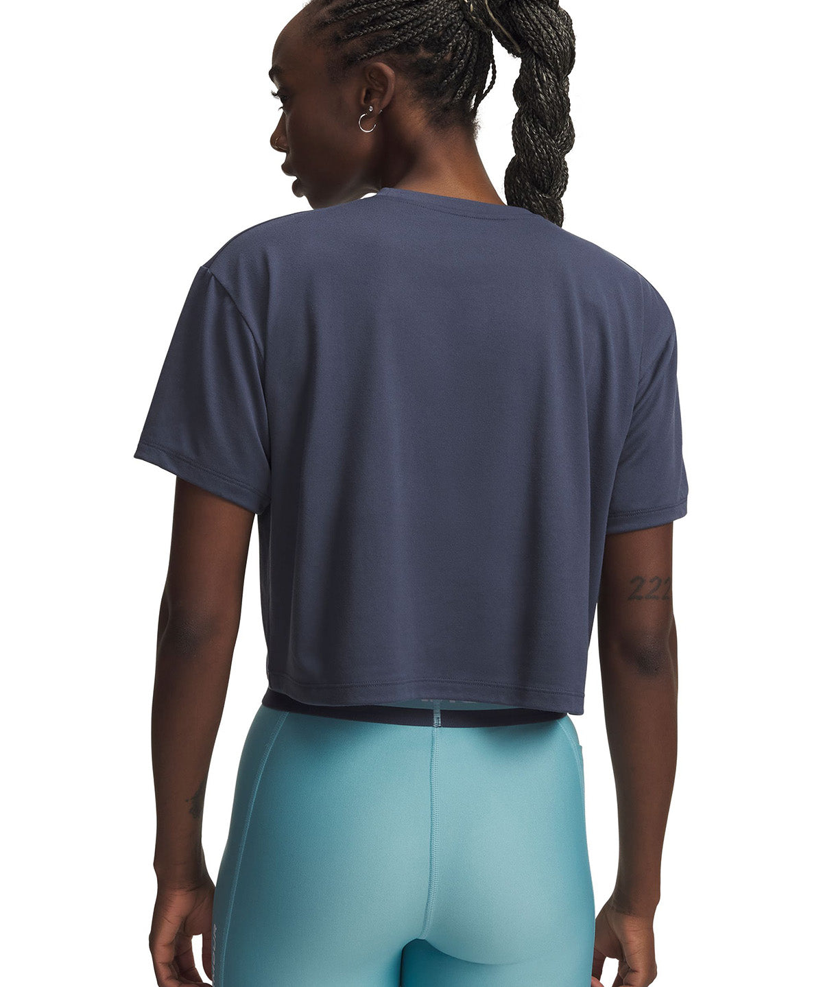UA Tech Branded Crop SS Polera Manga Corta gris para mujer