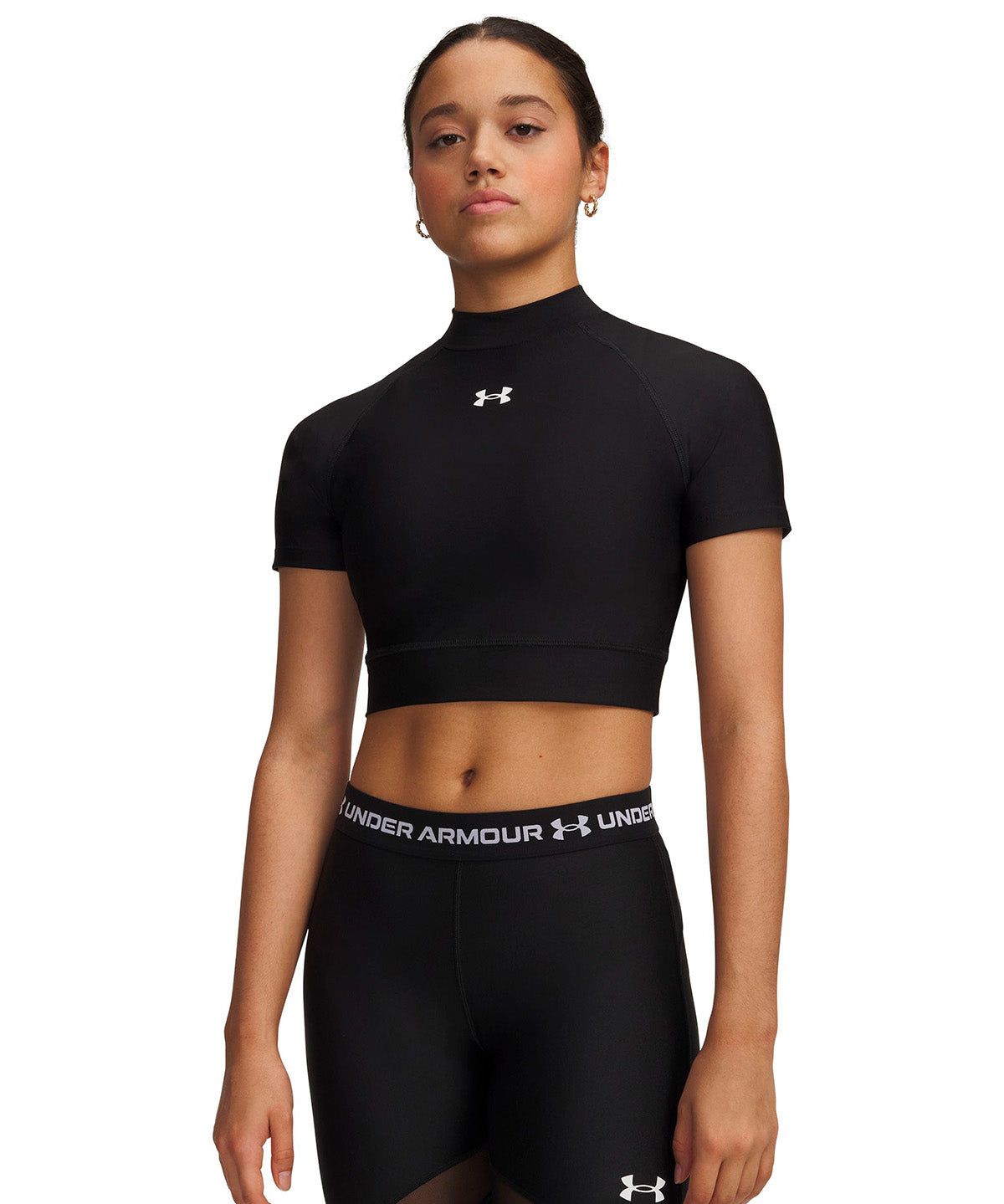 UA HeatGear Crop Mock negro para mujer
