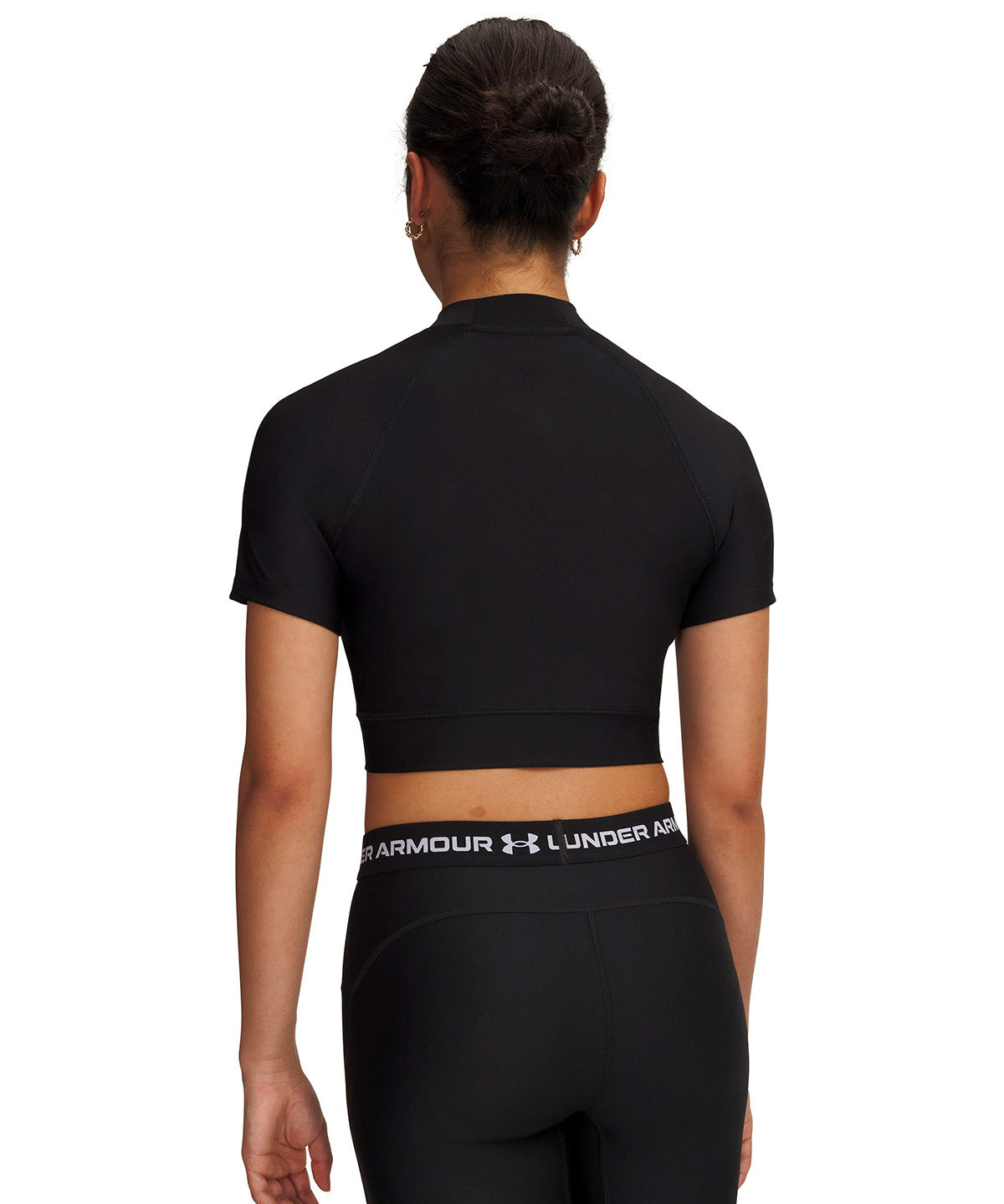 UA HeatGear Crop Mock negro para mujer
