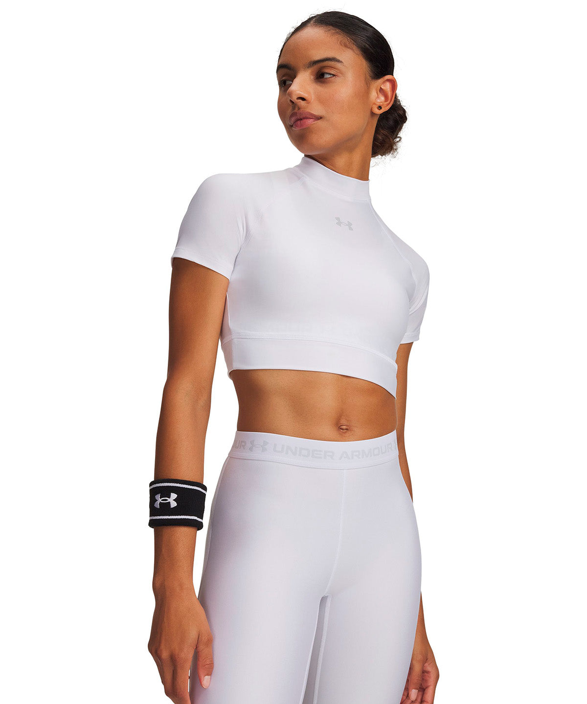 UA HeatGear Crop Mock blanco para mujer
