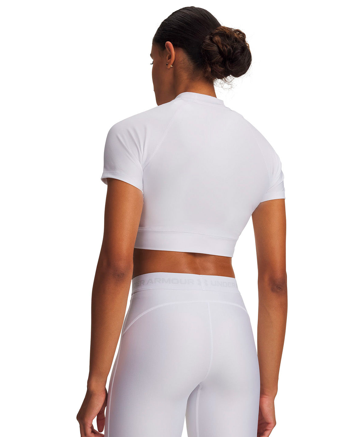 UA HeatGear Crop Mock blanco para mujer