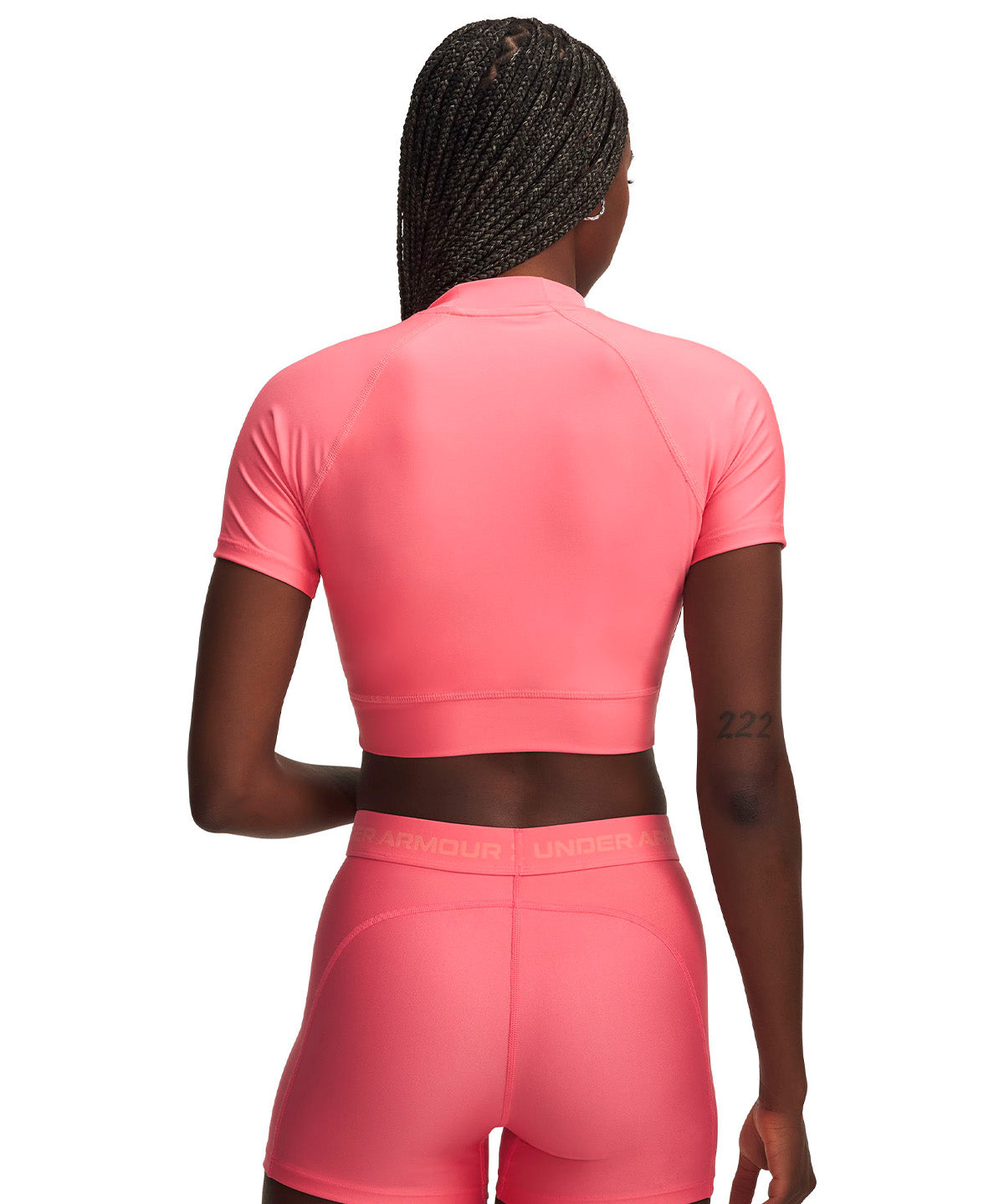 UA HeatGear Crop Mock rosado para mujer