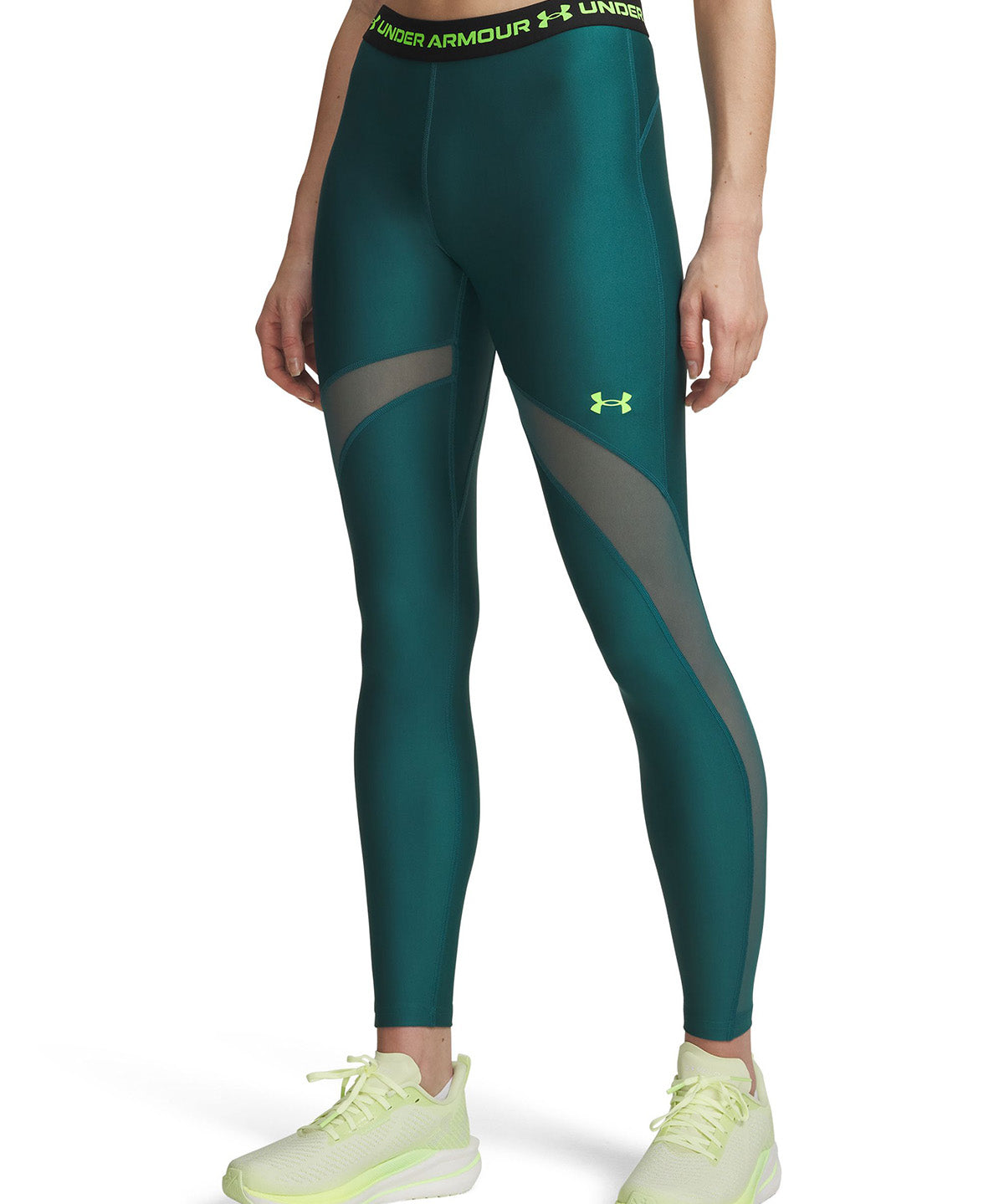 UA HeatGear Mesh Leggings Calza verde para mujer