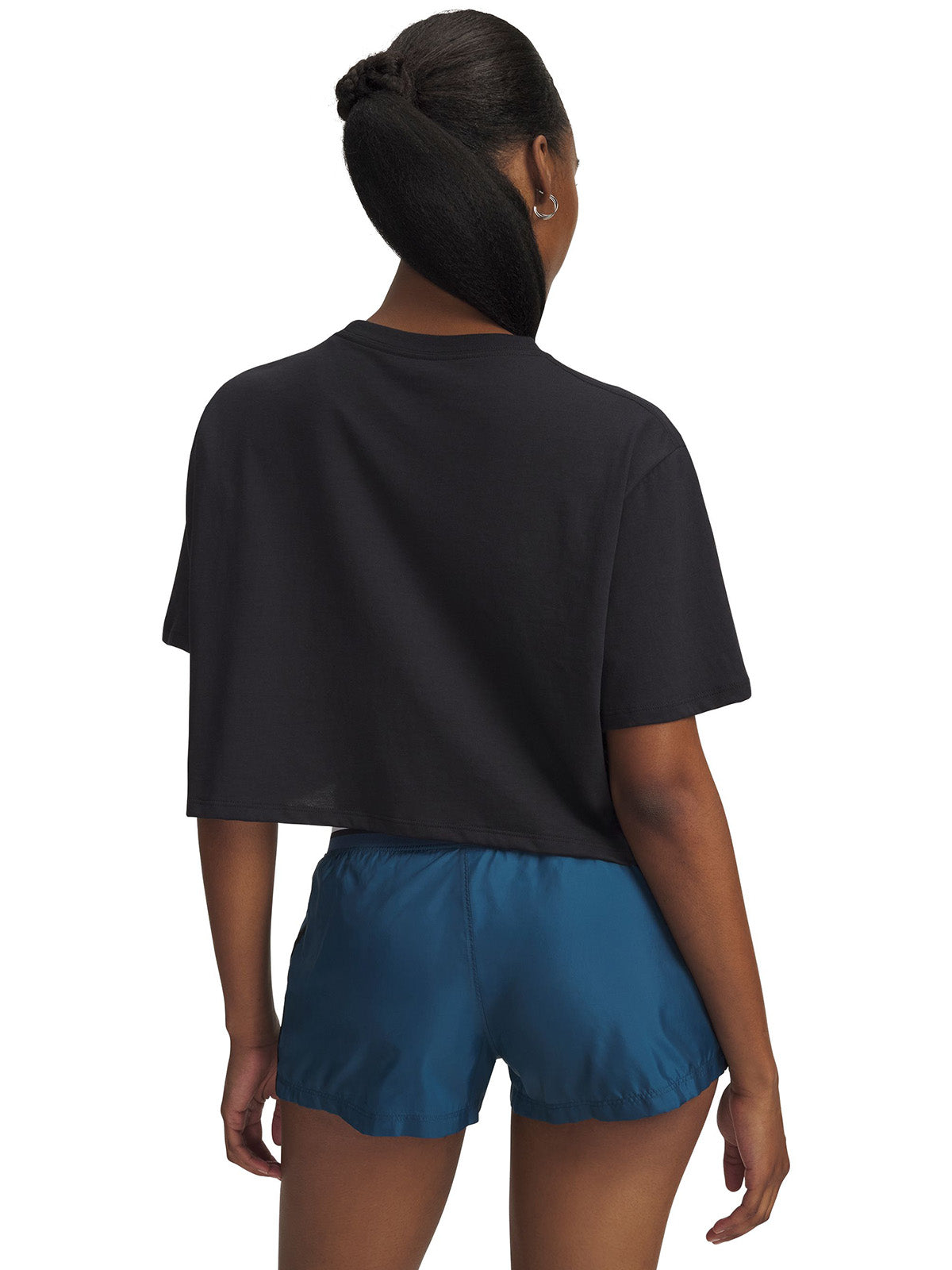 UA W Wordmark Crop SS Polera Sin Mangas negro para mujer
