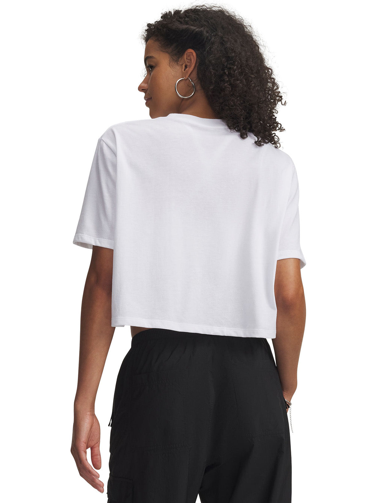 UA W Wordmark Crop SS Polera Sin Mangas blanco para mujer