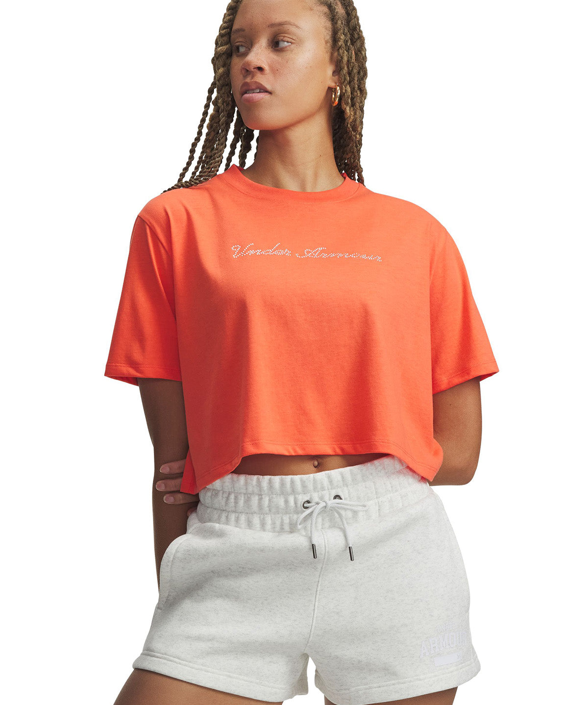 UA W Wordmark Crop SS Polera Sin Mangas rojo para mujer