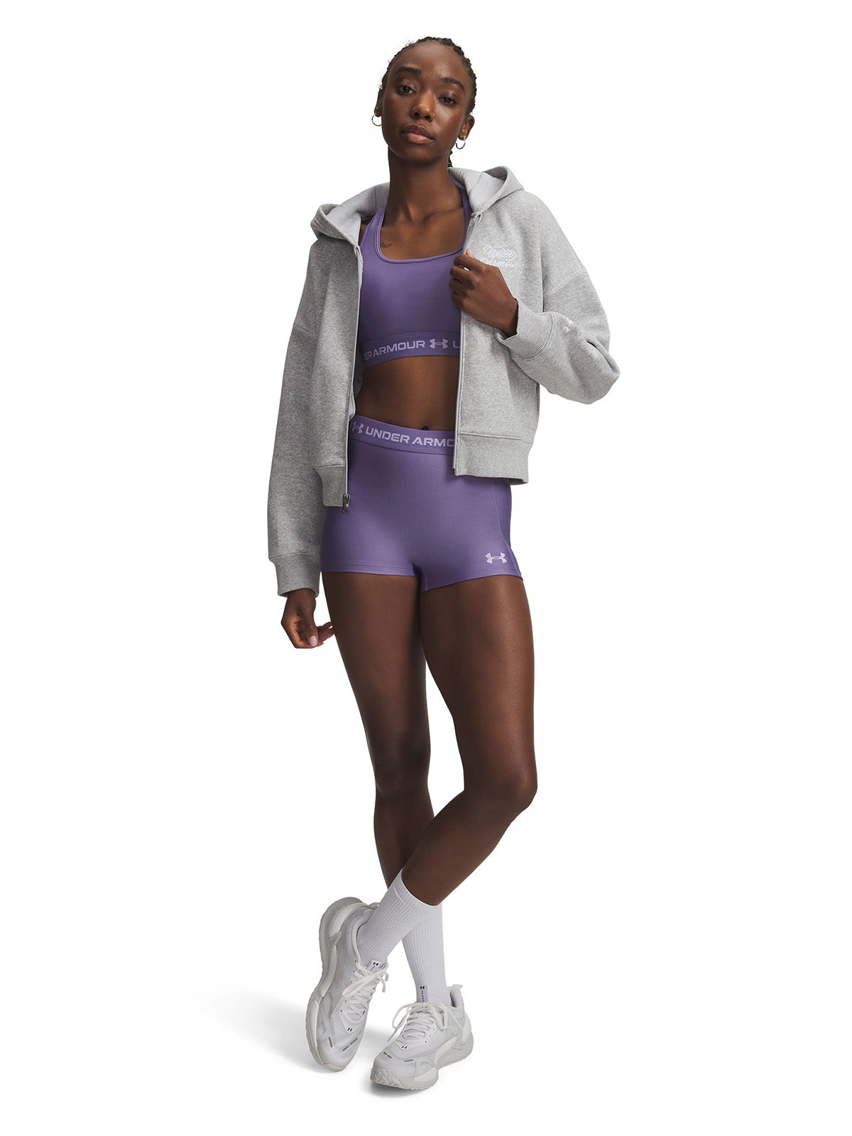 UA HeatGear Shorty Calza morado para mujer