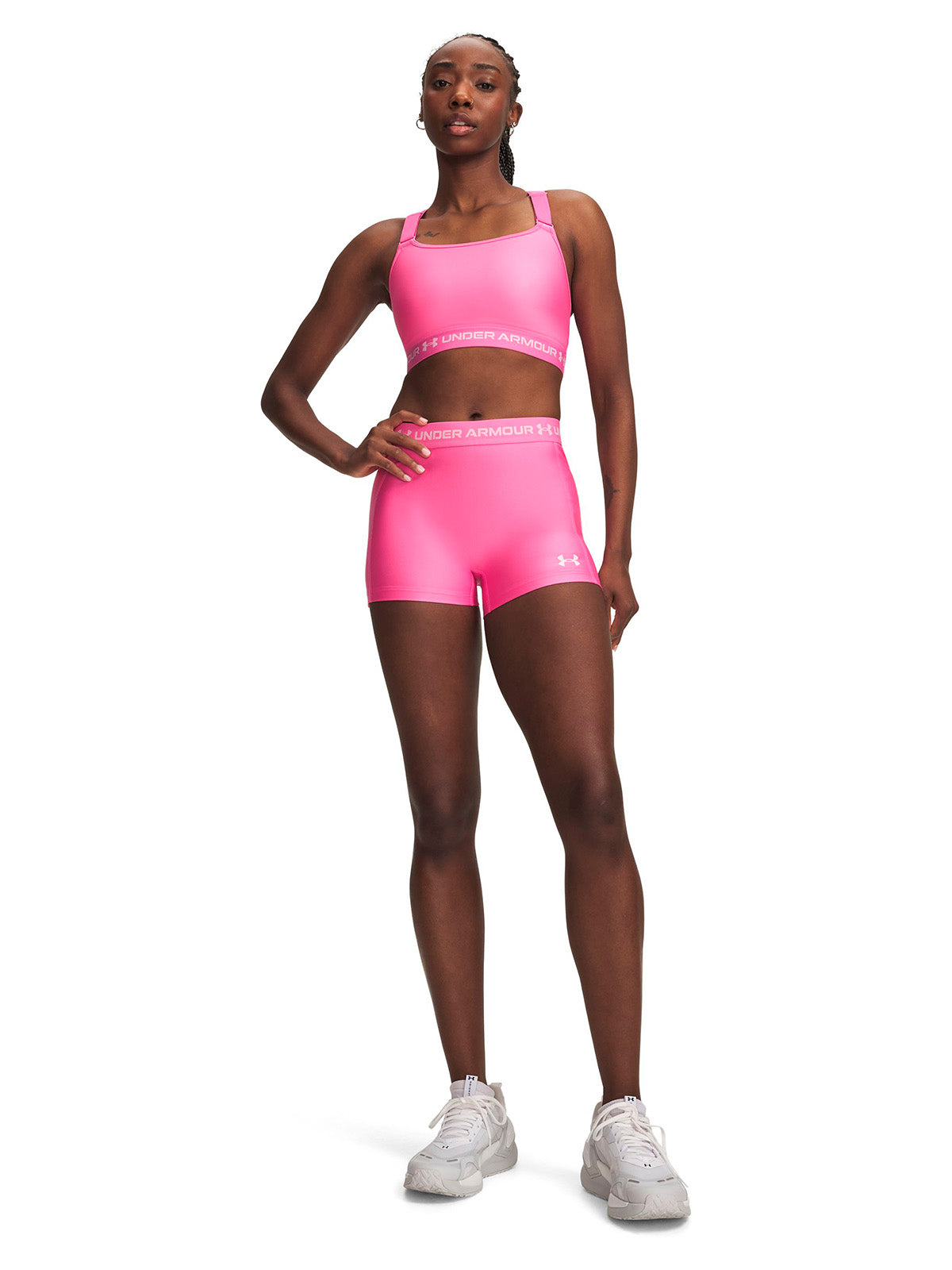 Calza UA HeatGear Shorty rosada para mujer