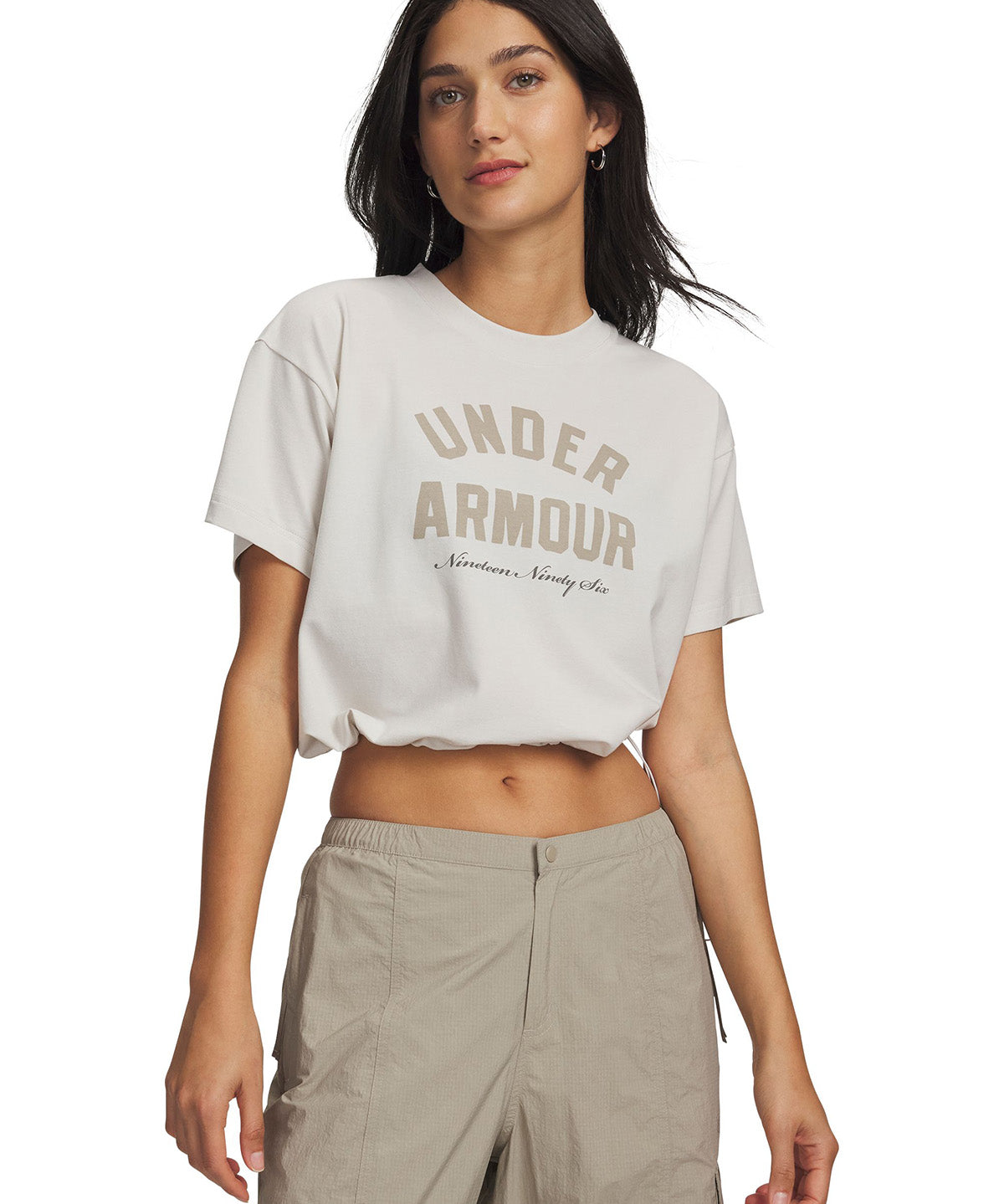 UA Bungee Hem Polera Manga Corta blanco para mujer