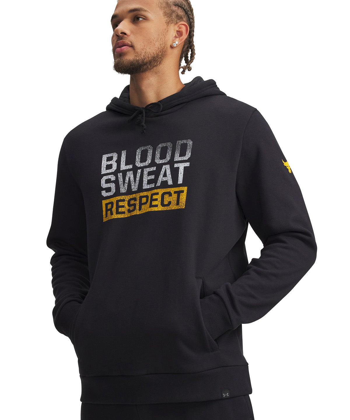 UA Project Rock Rival Fleece Polerón negro para hombre